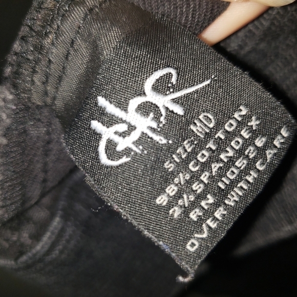 Black Cropped Denim Jacket Banded Distressed Size Medium - Picture 7 of 11